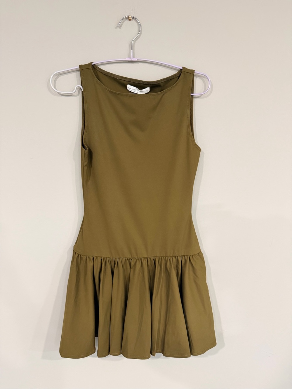 OAK + FORT Olive High Neck Green Tank Mini Dress Size Small